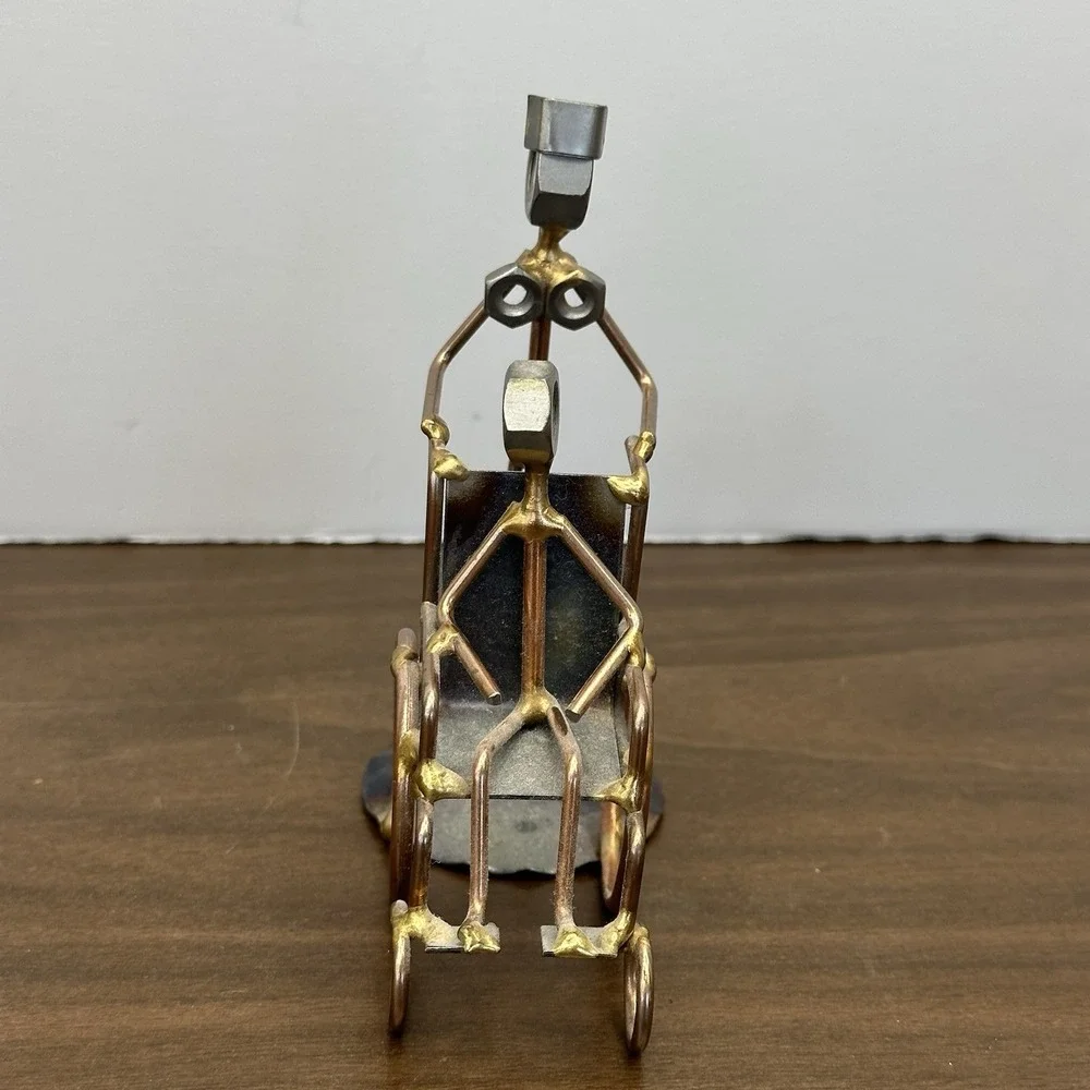 Handmade Caregiver Nurse Wheelchair Rock Creek Metal Art Figurine Desk Accessory